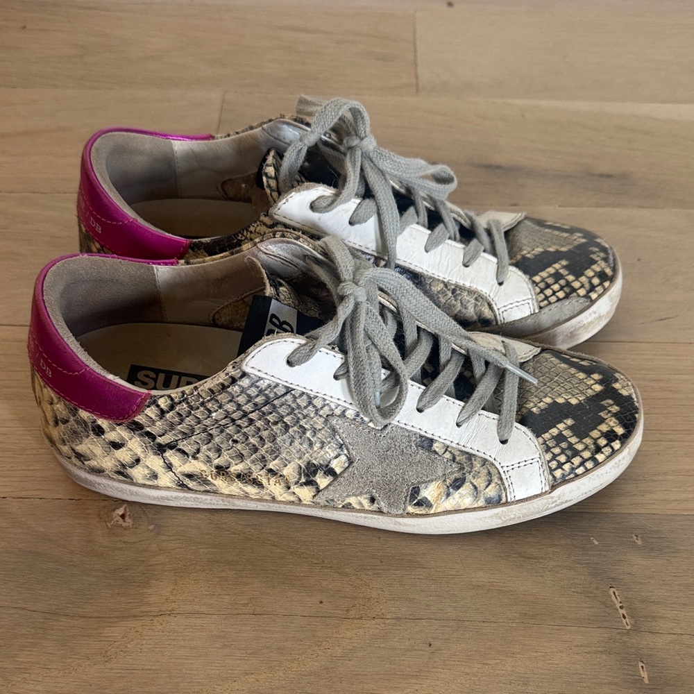 Golden Goose Snakeskin Sneakers - Pink, White, and Black